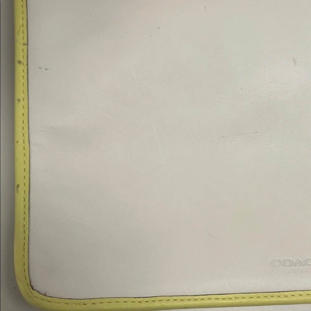 Coach White and Yellow Clutch / IPad bag